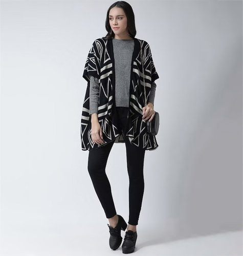 Printed Longline Acrylic Shrug